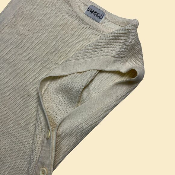 1980s knit poncho vest by Danielle of California, size L cream sweater vest - Picture 4 of 8